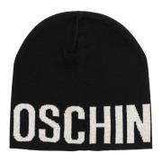 Multikleur Logo Beanie Moschino , Black , Dames