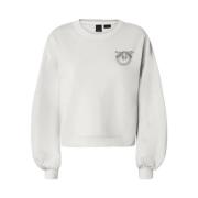 Grijze Sweater Love Birds Geborduurd Katoen Pinko , Gray , Dames