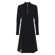 Minimalistische jurk met split en metalen rits Kocca , Black , Dames