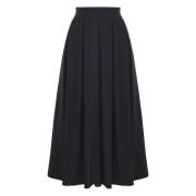 Flared Midi Skirt with Pleats Kocca , Black , Dames