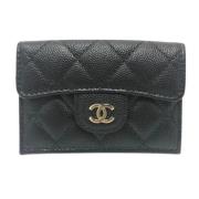 Pre-owned Leather wallets Chanel Vintage , Black , Dames