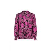 Roze Bloes met Bloemenprint en Mandarin Kraag Fabienne Chapot , Multic...