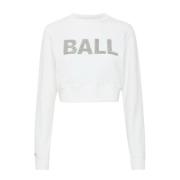 Witte Cropped Sweatshirt met Paillet Logo Ball , White , Dames