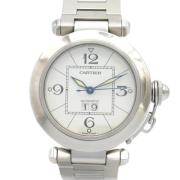 Pre-owned Stainless Steel watches Cartier Vintage , White , Dames