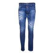 Blauwe Denim Jeans met Vervaagd Effect Dsquared2 , Blue , Heren