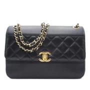 Pre-owned Leather shoulder-bags Chanel Vintage , Black , Dames