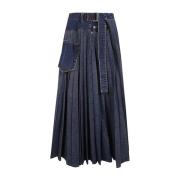 Blauwe Denim Rok Sacai , Blue , Dames