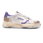 Vintage Lage Sneakers in Wit en Paars Autry , White , Dames