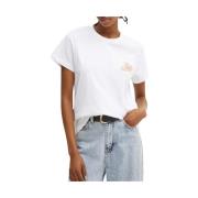 T-shirt met patch en borduurwerk Twinset , White , Dames