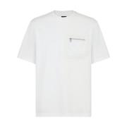 Witte Skater Fit T-shirt met Ritszak Fendi , White , Heren