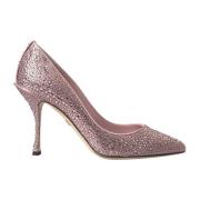 Roze Strass Kristal Hakken Pumps Dolce & Gabbana , Pink , Dames