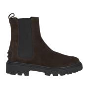 Bruine Chelsea Enkellaarzen met Rubberen Zool Tod's , Brown , Dames