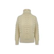 Turtle Neck Gebreide Trui Lorena Antoniazzi , Beige , Dames