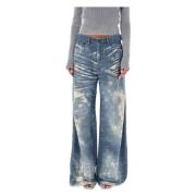 Vintage-geïnspireerde Blauwe Wide-leg Jeans Aw24 Diesel , Blue , Dames