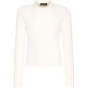 Gebreide Kabeltrui met Logo Dolce & Gabbana , White , Heren