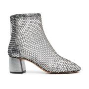 Zwarte Mesh Hak Enkellaarzen Forte Forte , Gray , Dames