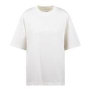 Boxy Crew Neck Logo T-Shirt Jil Sander , Beige , Dames