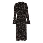 Zwarte V-hals Pofmouw Jurk Rotate Birger Christensen , Black , Dames