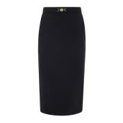 Zwarte Midi Rok Elisabetta Franchi , Black , Dames