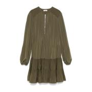 Groene Geplooide Ruffle Zoom Jurk Liu Jo , Green , Dames