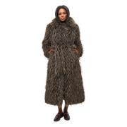 Luxueuze Faux Fur Coat North Cesare Gaspari , Brown , Dames