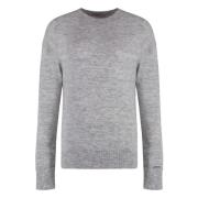 Alpaca Wolmix Geribbelde Trui Calvin Klein , Gray , Dames