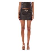 Bruine Leren Minirok Hoge Taille Diesel , Brown , Dames