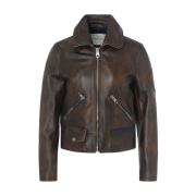 Noir Leren Jas voor Vrouwen Philippe Model , Brown , Dames