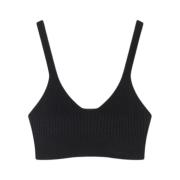 Ribgebreide Bralette in Zwart Aeron , Black , Dames