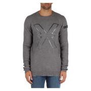 Wolmix Logo Print Sweater Richmond , Gray , Heren