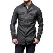 Zwart Bi-materiaal Slim Fit Shirt Emporio Armani , Black , Heren