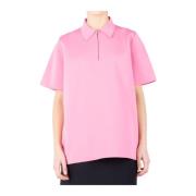 Korte Mouw Polo Shirt Elektrisch Roze Jil Sander , Pink , Dames