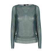 Groene Trui met Strass Detail Pinko , Green , Dames