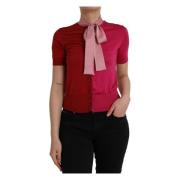 Roze zijden blouse met Ascot-kraag Dolce & Gabbana , Pink , Dames