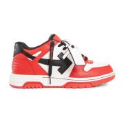 Leren Mandje Rood Zwart Sneakers Off White , Multicolor , Heren