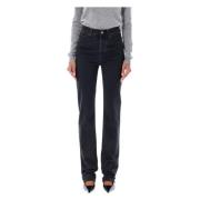 Hoge Taille Slim Fit Zwarte Jeans Saint Laurent , Black , Dames