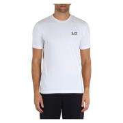 Stretch katoen logo print T-shirt Emporio Armani EA7 , White , Heren