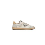 Witte Sneakers met Grijze Suède Details 4B12 , White , Dames