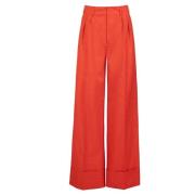 Kersenrode Wijde Cuffed Broek Jaaf , Red , Dames