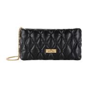 Geëtste Collectie Stoffen Clutch Tas Elisabetta Franchi , Black , Dame...