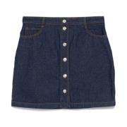 Blauwe Denim Rok met Vos Motief Maison Kitsuné , Blue , Dames