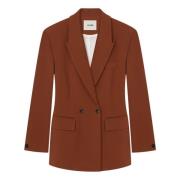 Boxy Blazer met Peak Revers Aeron , Brown , Dames