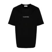 Zwart Katoenen Jersey Geborduurd Logo T-shirt Lanvin , Black , Heren