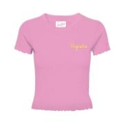 Katoenen T-shirt met Viziata Print MC2 Saint Barth , Pink , Dames