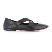 Zwarte leren balletflats A. Bocca , Black , Dames