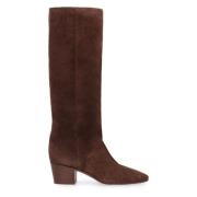 Suede Kniehoge Laarzen Casadei , Brown , Dames