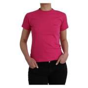 Roze Katoen Ronde Hals Korte Mouw T-Shirt Balenciaga , Pink , Dames