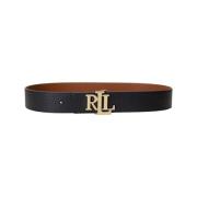 Omkeerbare Leren Riem Zwart/Cognac Ralph Lauren , Black , Dames