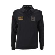 Zwarte Tricolor Polo Shirt Aeronautica Militare , Black , Heren