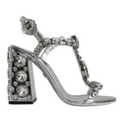 Zilveren Kristal Hoge Hak Sandalen Dolce & Gabbana , Gray , Dames